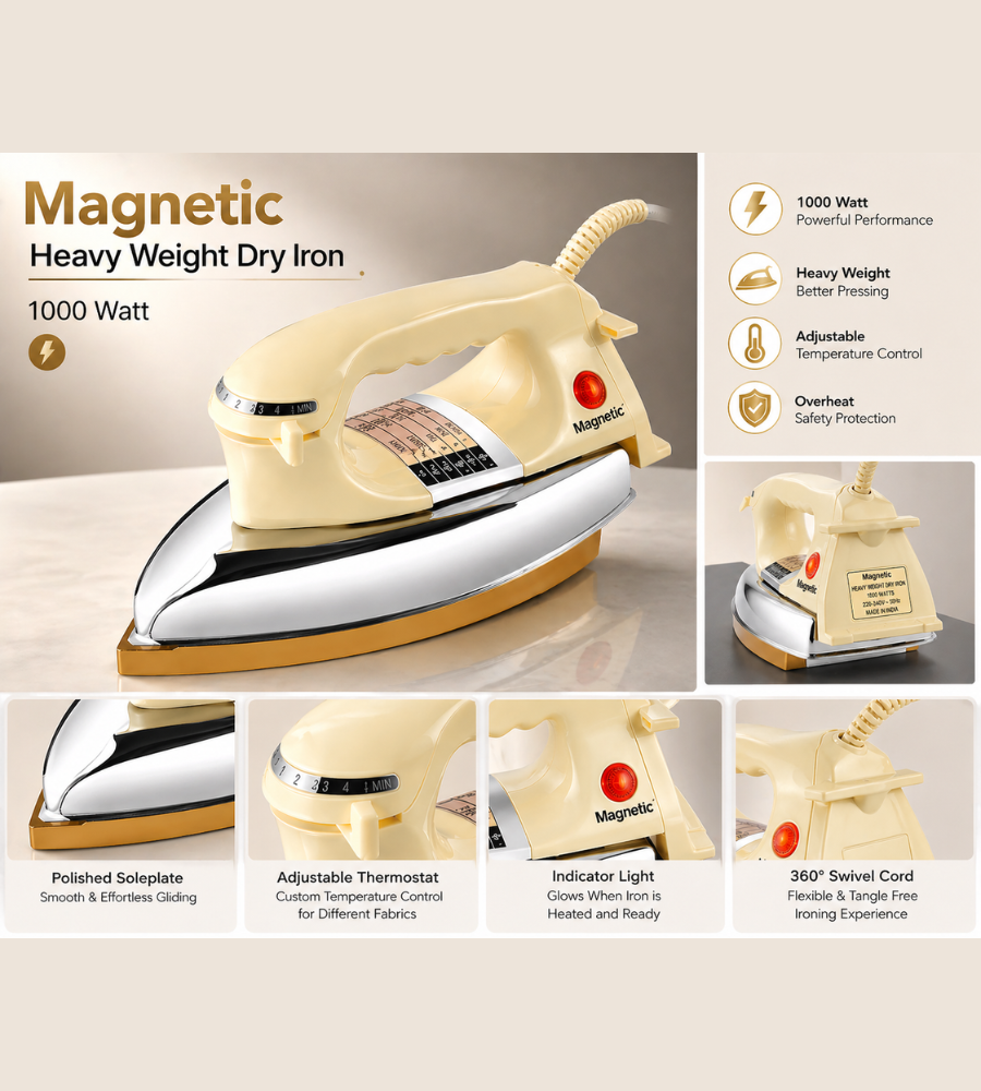 Magnetic Heavy Weight Dry Iron 1000 Watt